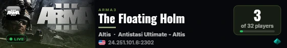 The Floating Holm live status badge