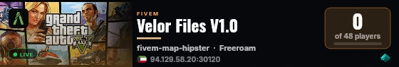 Velor Files V1.0 live status badge