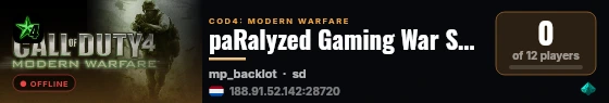 paRalyzed Gaming War Server live status badge