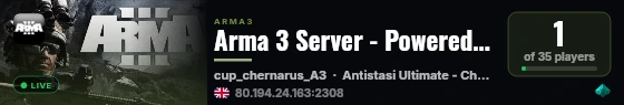 Arma 3 Server - Powered by AMP live status badge