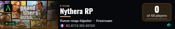 Nythera RP live status badge