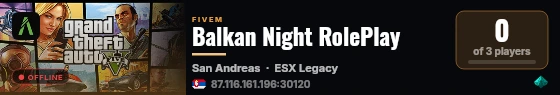 Balkan Night RolePlay live status badge