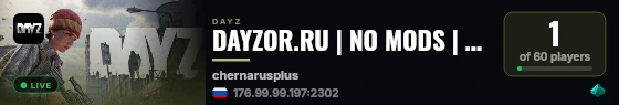 DAYZOR.RU | NO MODS | Vanilla+ | Factions | Territory War | Ant live status badge