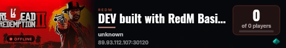 DEV built with RedM Basic Server! live status badge
