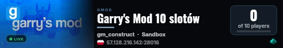 Garry's Mod 10 slotów live status badge