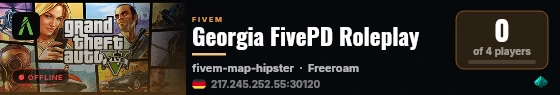 Georgia FivePD Roleplay live status badge