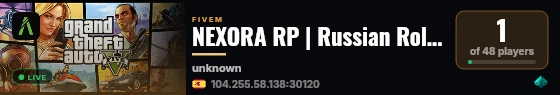 NEXORA RP | Russian RolePlay live status badge