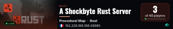 A Shockbyte Rust Server live status badge