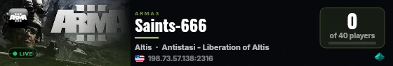 Saints-666 live status badge