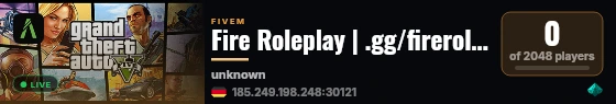 Fire Roleplay | .gg/fireroleplay live status badge