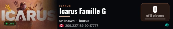 Icarus Famille G live status badge