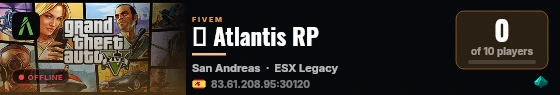 🌊 Atlantis RP live status badge