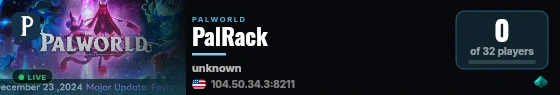 PalRack live status badge