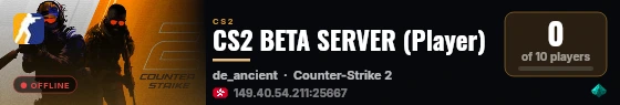 CS2 BETA SERVER (Player) live status badge