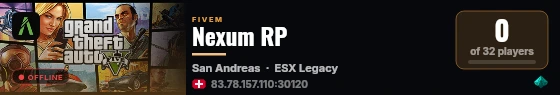 Nexus RP live status badge