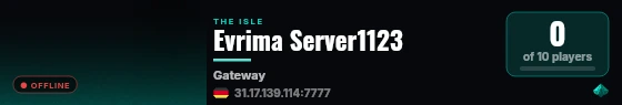 Evrima Server1123 live status badge