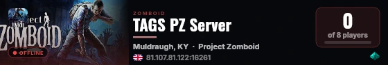 TAGS PZ Server live status badge