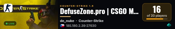 DefuseZone.pro | CSGO MOD (Beta) live status badge