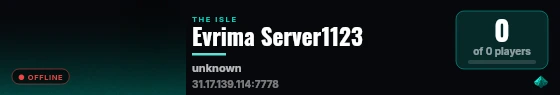 Evrima Server1123 live status badge