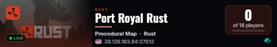 Port Royal Rust live status badge