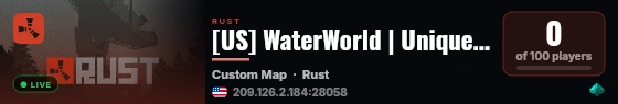 [US] WaterWorld | UniqueRust.com live status badge