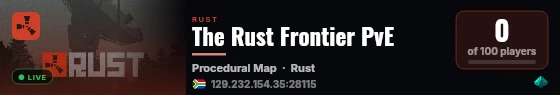 The Rust Frontier PvE live status badge
