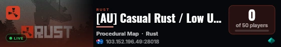 [AU] Casual Rust / Low Upkeep / Mini Spawns On Road live status badge