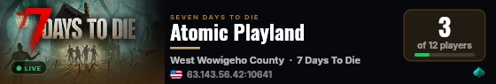 Atomic Playland live status badge
