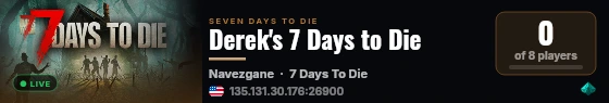 Derek's 7 Days to Die live status badge