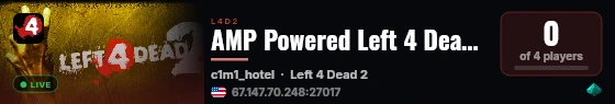 AMP Powered Left 4 Dead 2 Server live status badge