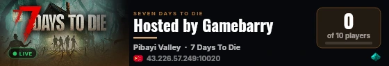 Hosted by Gamebarry live status badge