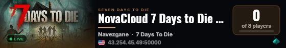 NovaCloud 7 Days to Die Server live status badge
