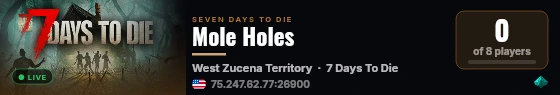 Mole Holes live status badge