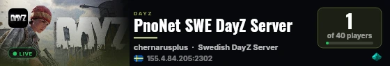 PnoNet SWE DayZ Server live status badge
