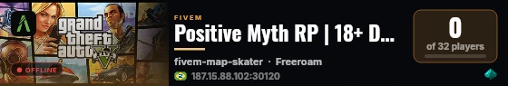 Positive Myth RP | 18+ Dev Build live status badge
