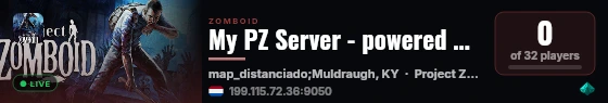 My PZ Server - powered by Sophie live status badge