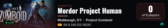Mordor Project Human live status badge