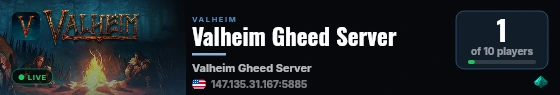Valheim Gheed Server live status badge