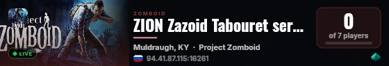 ZION Zazoid Tabouret server live status badge