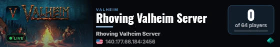 Rhoving Valheim Server live status badge