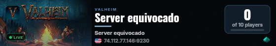 Server equivocado live status badge