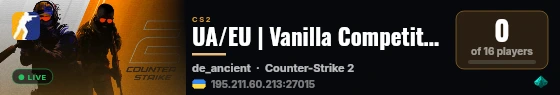 UA/EU | Vanilla Competitive 8v8 | All Defusal Maps live status badge