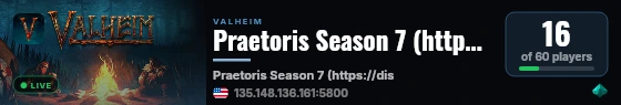Praetoris Season 7 (https://discord.gg/uDAqcBExzb) live status badge