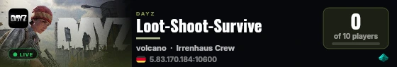 Loot-Shoot-Survive live status badge