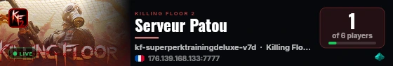 Serveur Patou live status badge