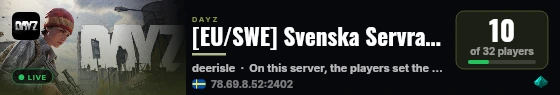 [EU/SWE] Svenska Servrar Deerisle  | AI | MMG | TRADER | SNAFU live status badge