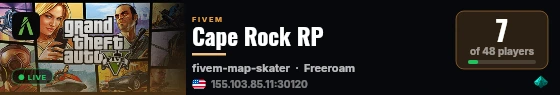 Cape Rock RP live status badge