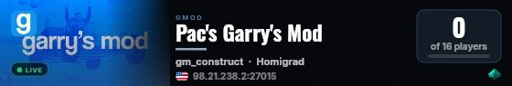 Pac's Garry's Mod live status badge