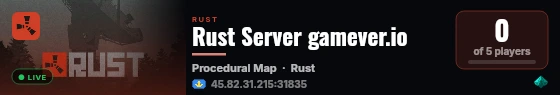 Rust Server gamever.io live status badge