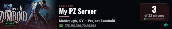 My PZ Server live status badge